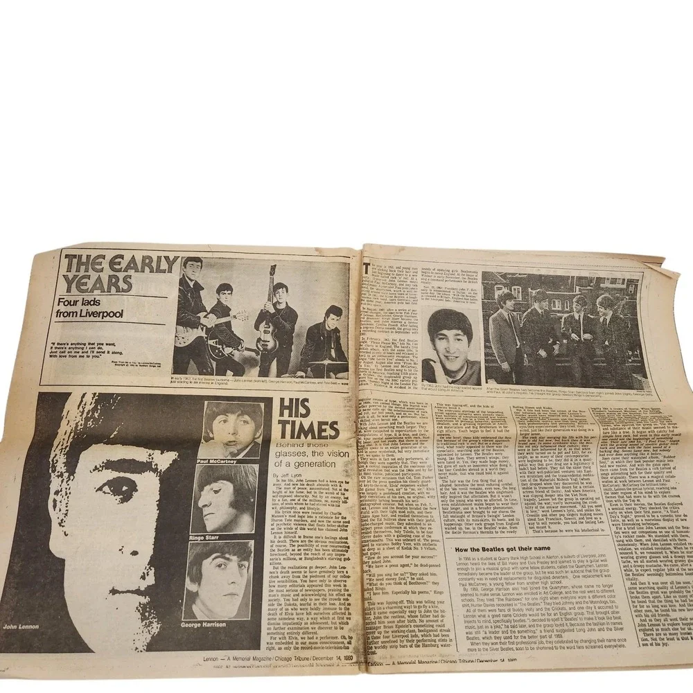 Lennon 1940-1980 A Memorial Magazine Chicago Tribune Dec 14 1980 John Lennon